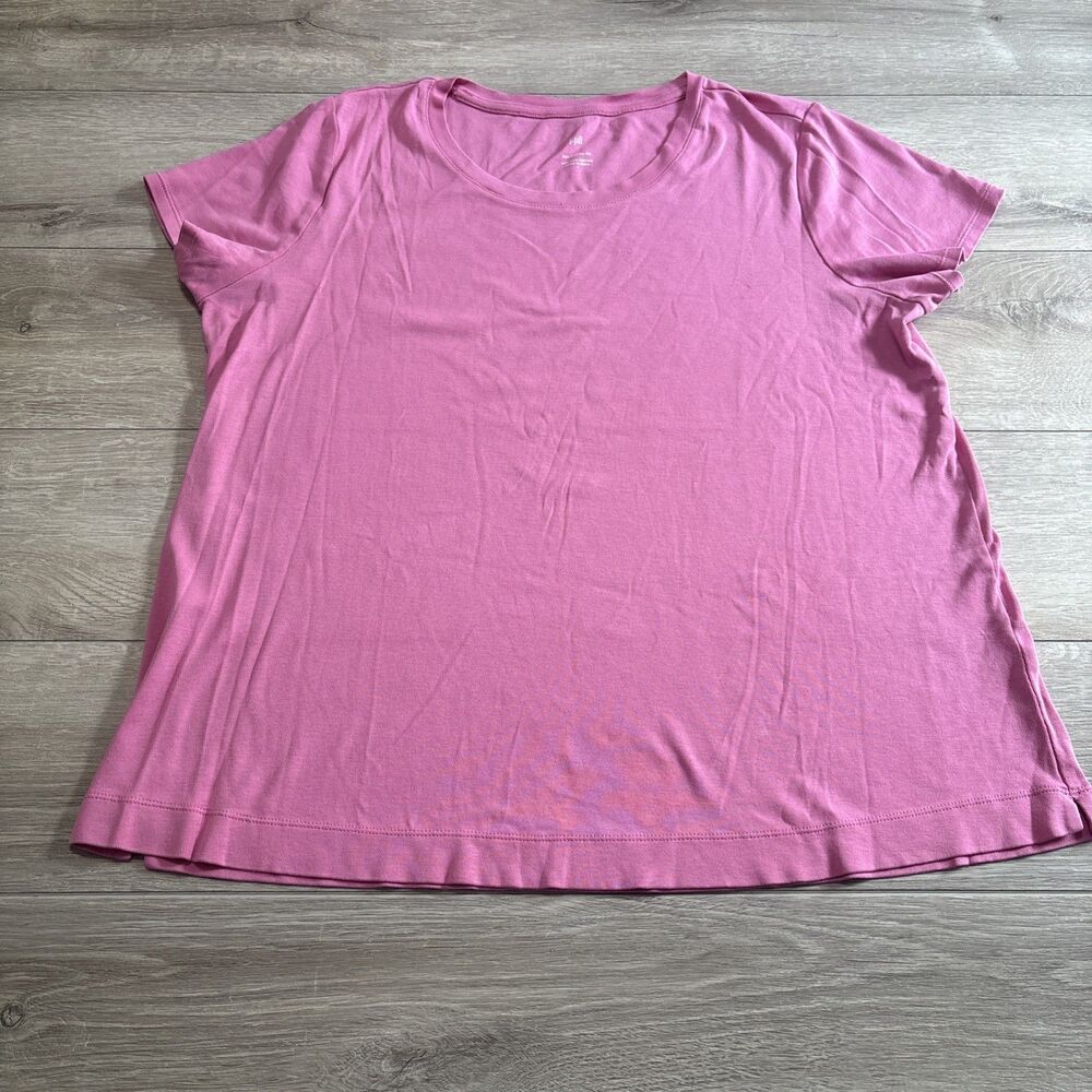 J. Jill Women's Scoop Neck Pink 100% Pima Cotton Knit Short Sleeve Tee Large